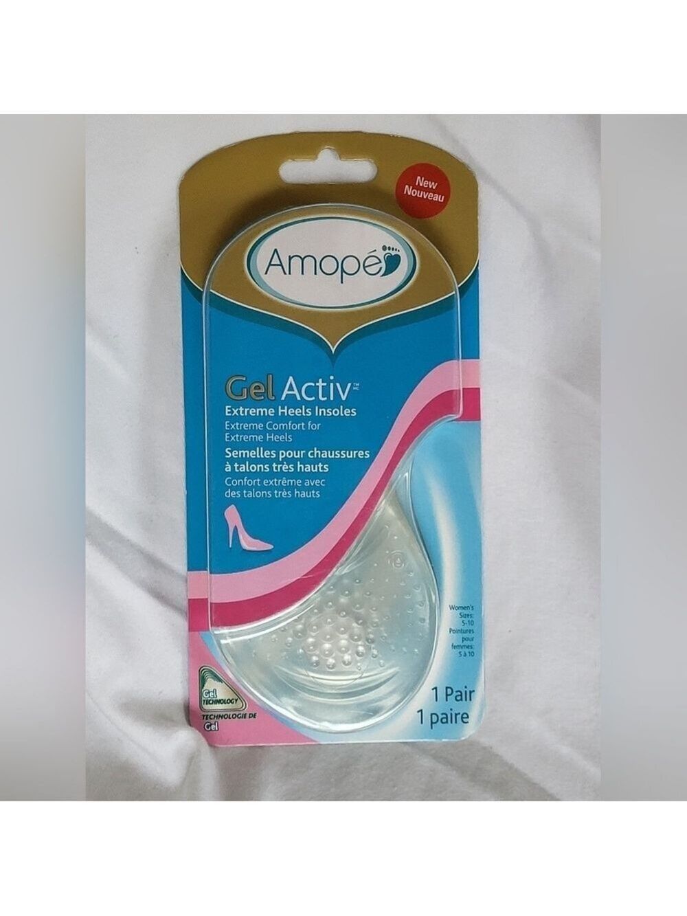 Amope Gel Activ, Shoe Insoles, Extreme Heels, Non-Slip Invisible Gel Cushions